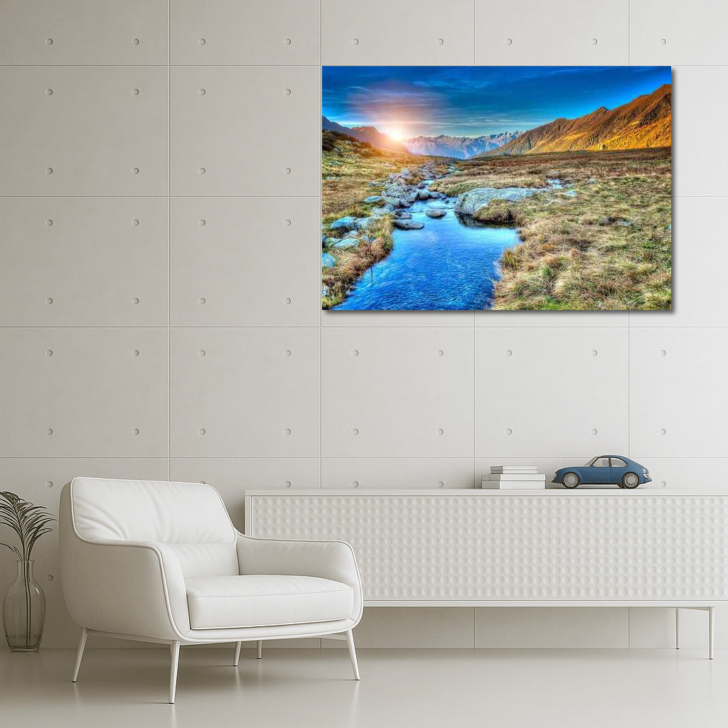 Sunrise over Idaho Mountain Stream: Serene Nature of the USA