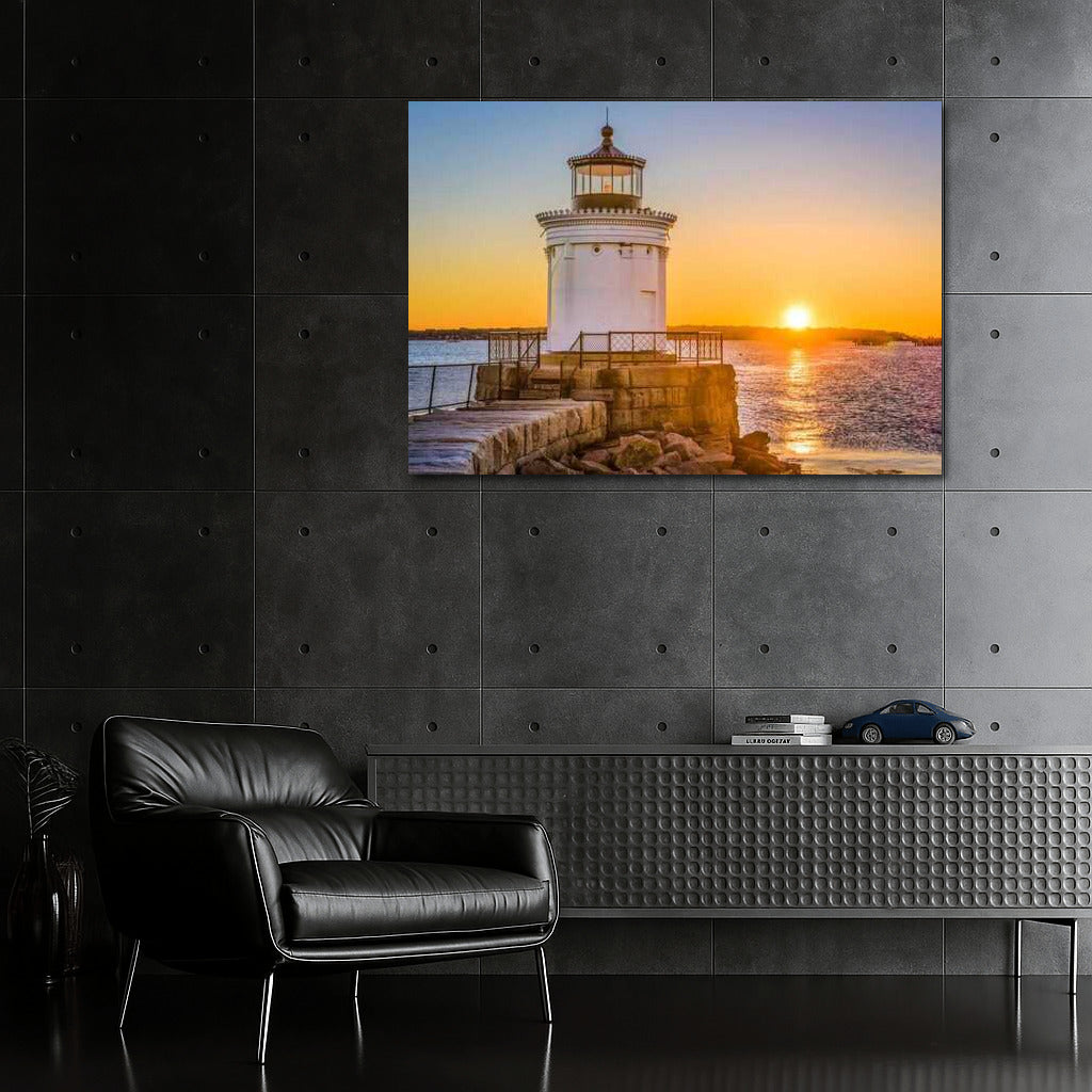 Sunset over Maine Lighthouse: Tranquility and Solitude of the USA