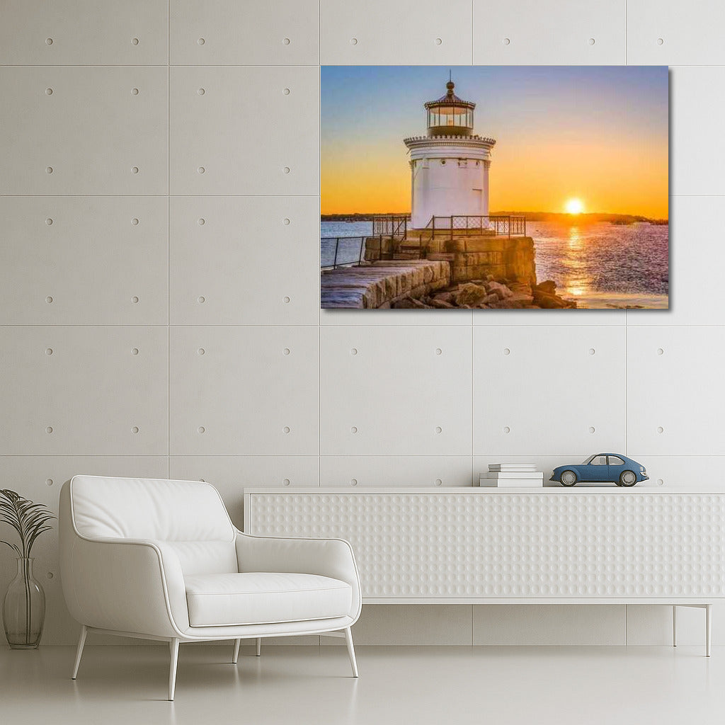 Sunset over Maine Lighthouse: Tranquility and Solitude of the USA