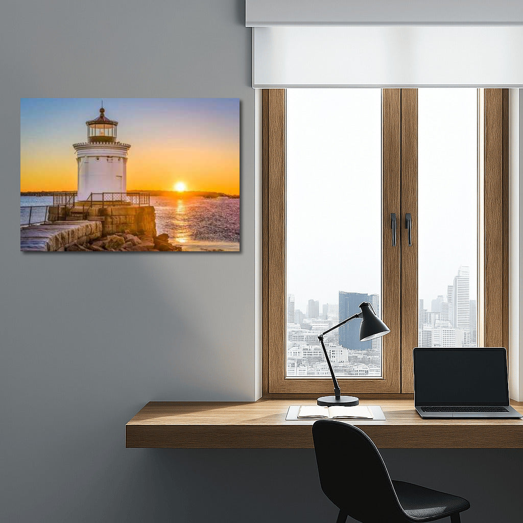 Sunset over Maine Lighthouse: Tranquility and Solitude of the USA