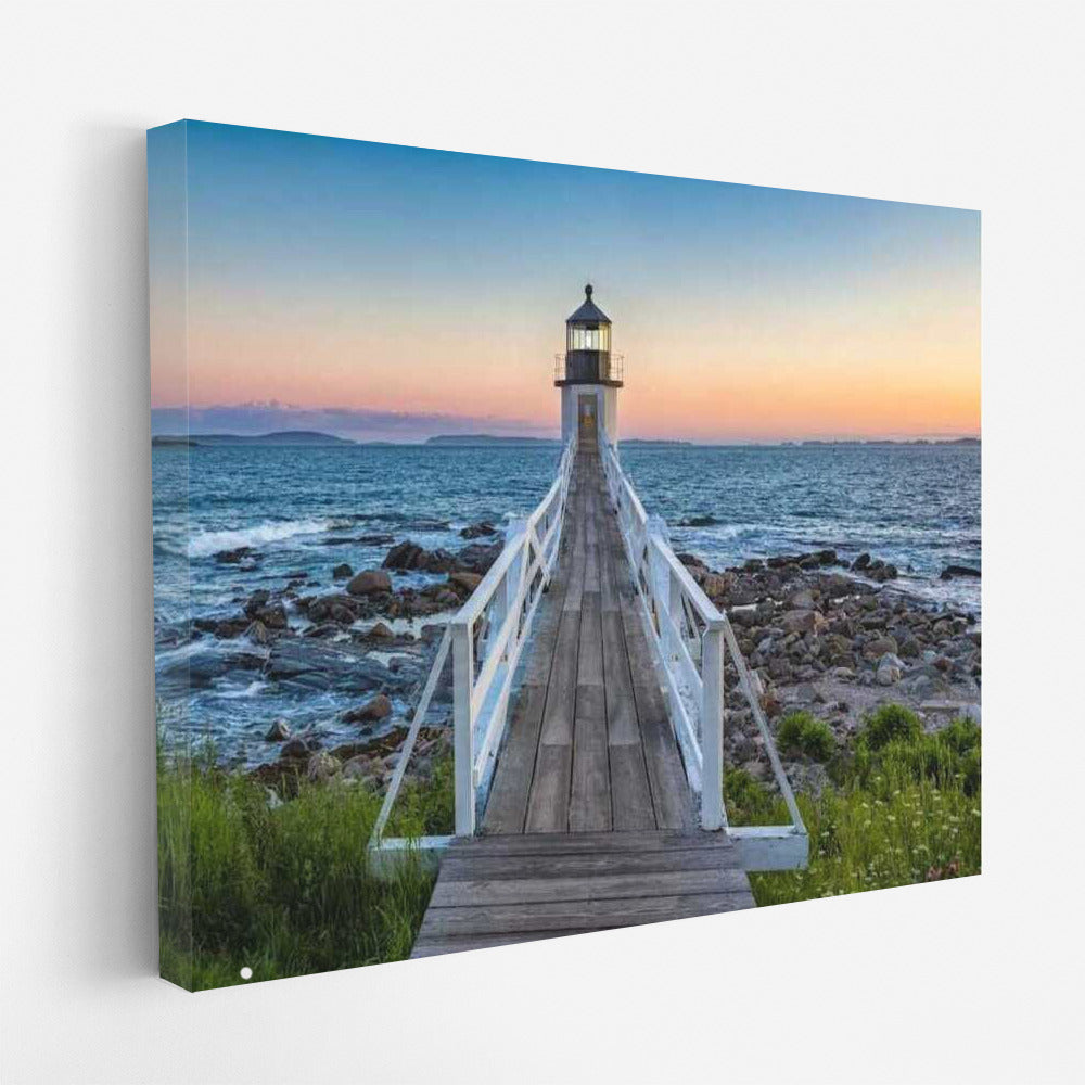 Sunset Lighthouse: Nature's Tranquility in Maine, USA