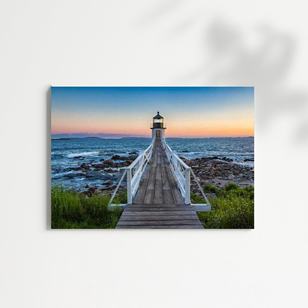 Sunset Lighthouse: Nature's Tranquility in Maine, USA