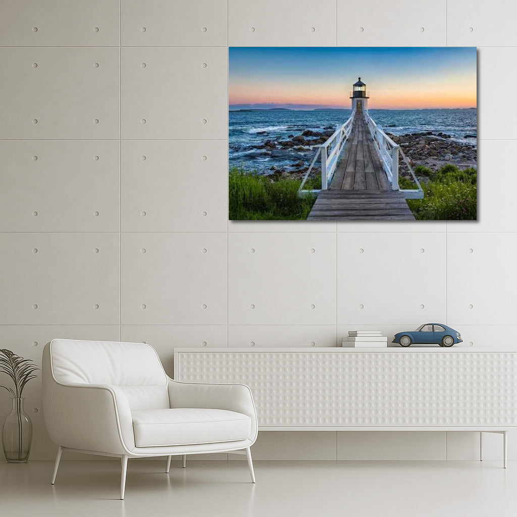 Sunset Lighthouse: Nature's Tranquility in Maine, USA