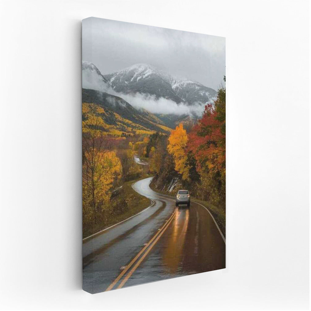 Foggy Autumn in Maine: The Golden Road in the USA