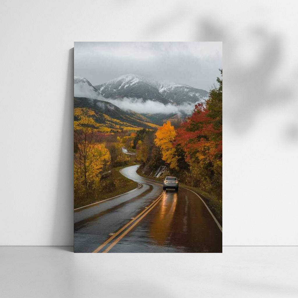 Foggy Autumn in Maine: The Golden Road in the USA