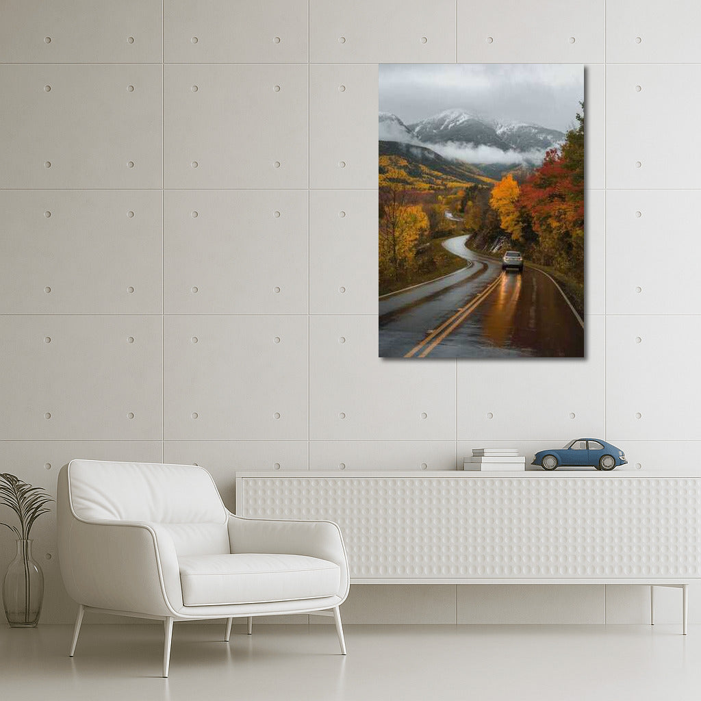 Foggy Autumn in Maine: The Golden Road in the USA