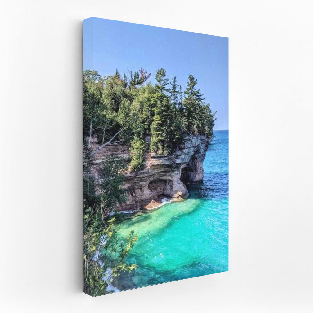 Turquoise Waters and Rocky Shores of Michigan, USA