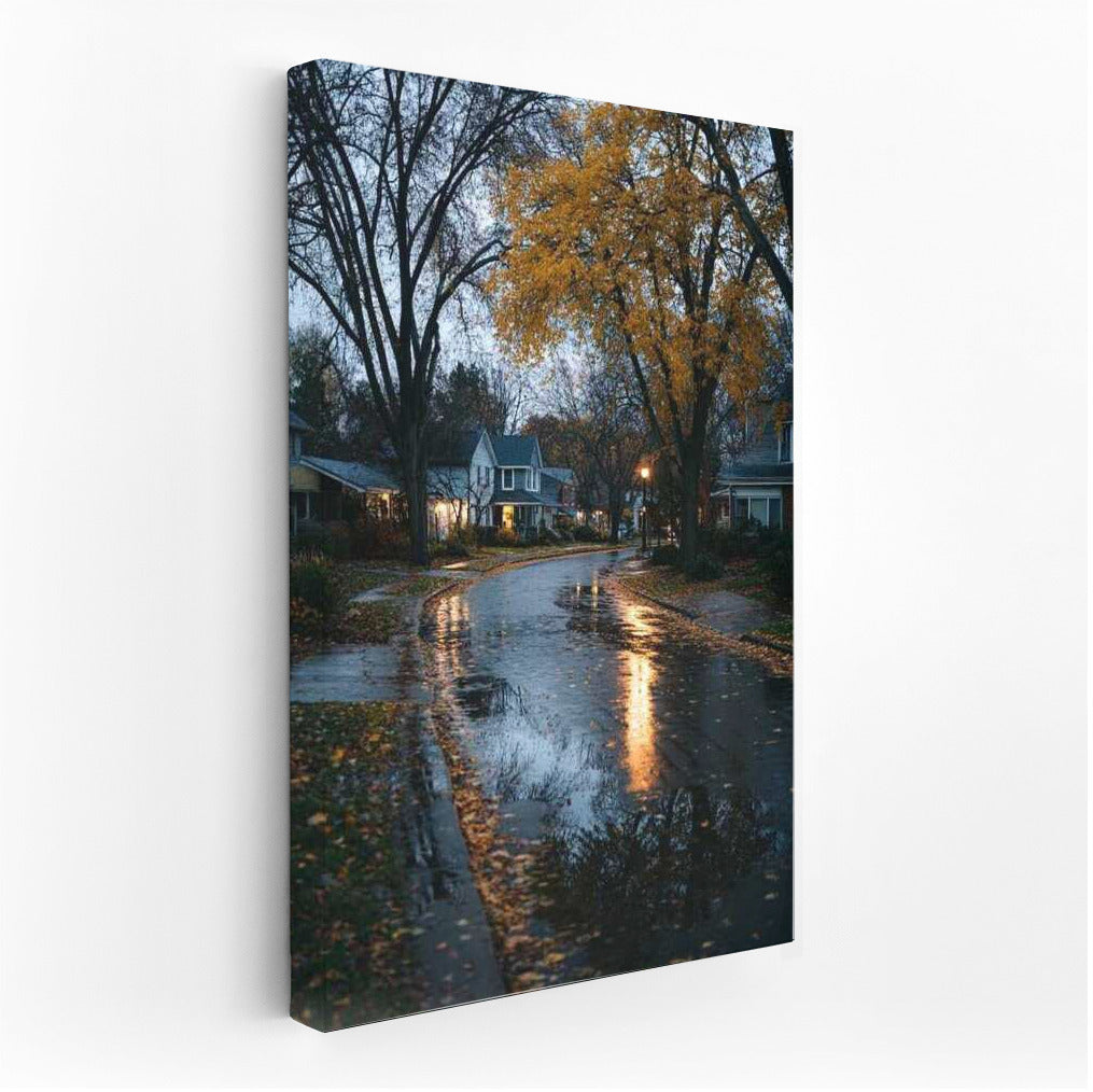 Cozy Autumn Evening in Suburbs of Michigan, USA