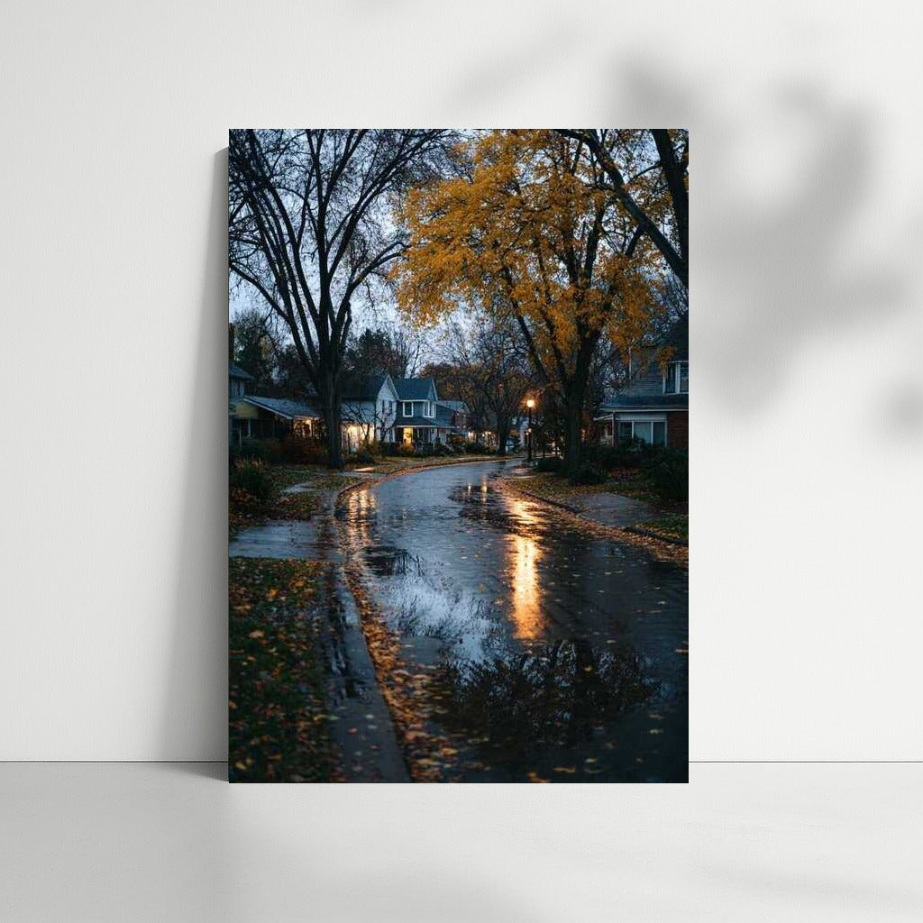 Cozy Autumn Evening in Suburbs of Michigan, USA