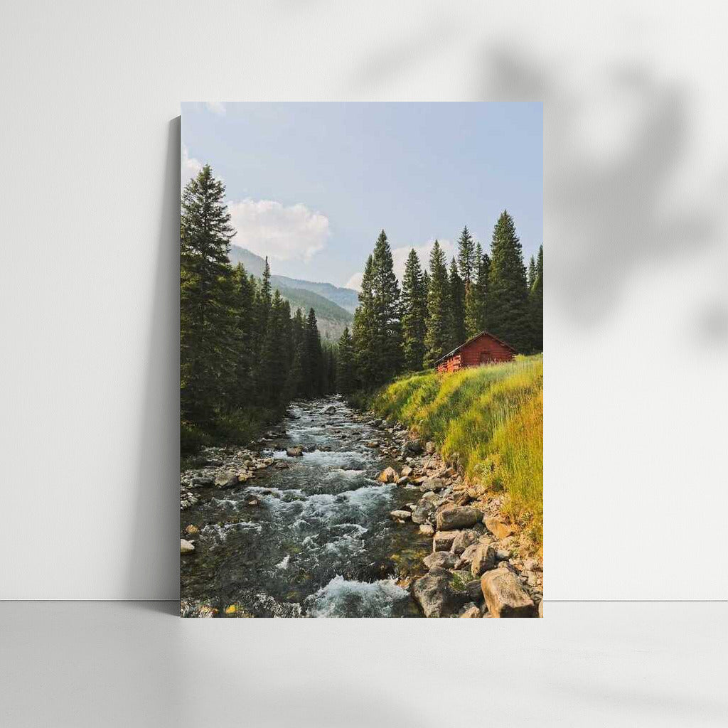 Wild River and Quiet Cabin in the Pines of Montana, USA