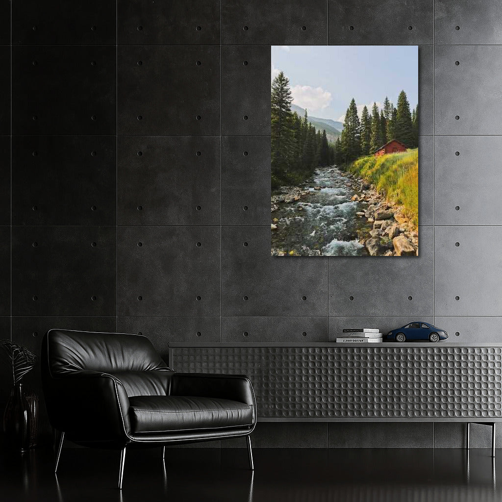 Wild River and Quiet Cabin in the Pines of Montana, USA