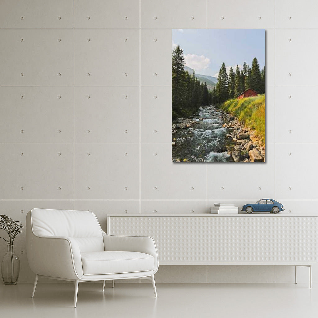 Wild River and Quiet Cabin in the Pines of Montana, USA