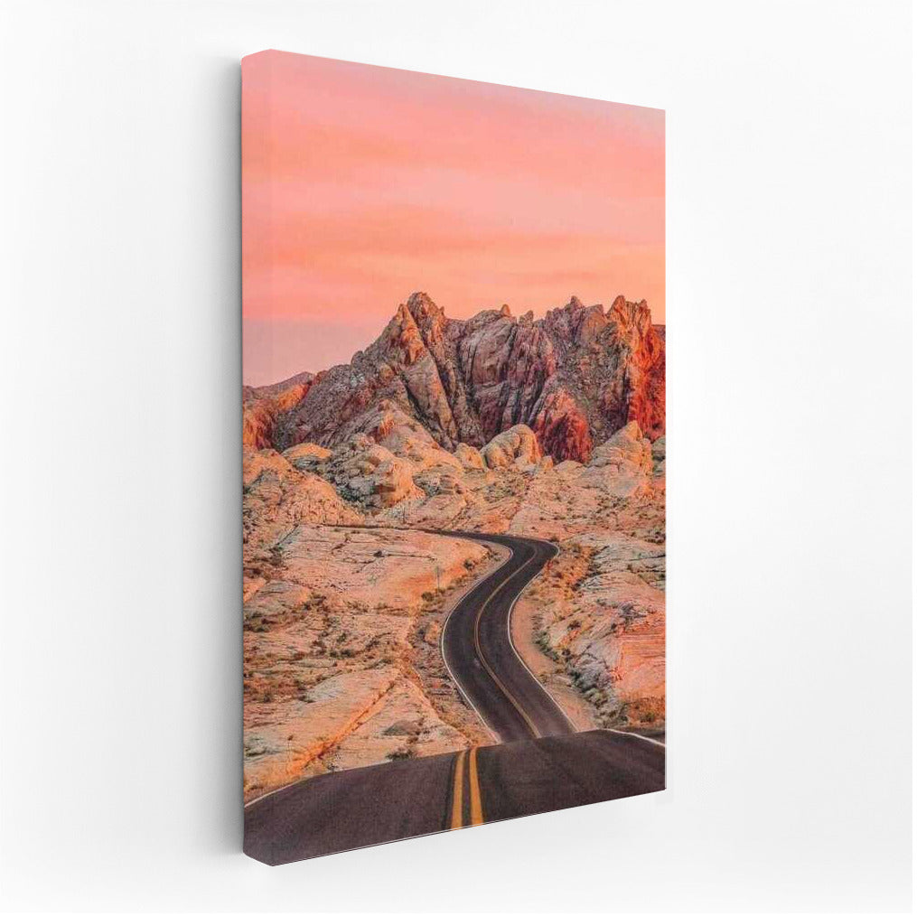 Endless Nevada Roads Under Pink Sunset: Travels Across the USA