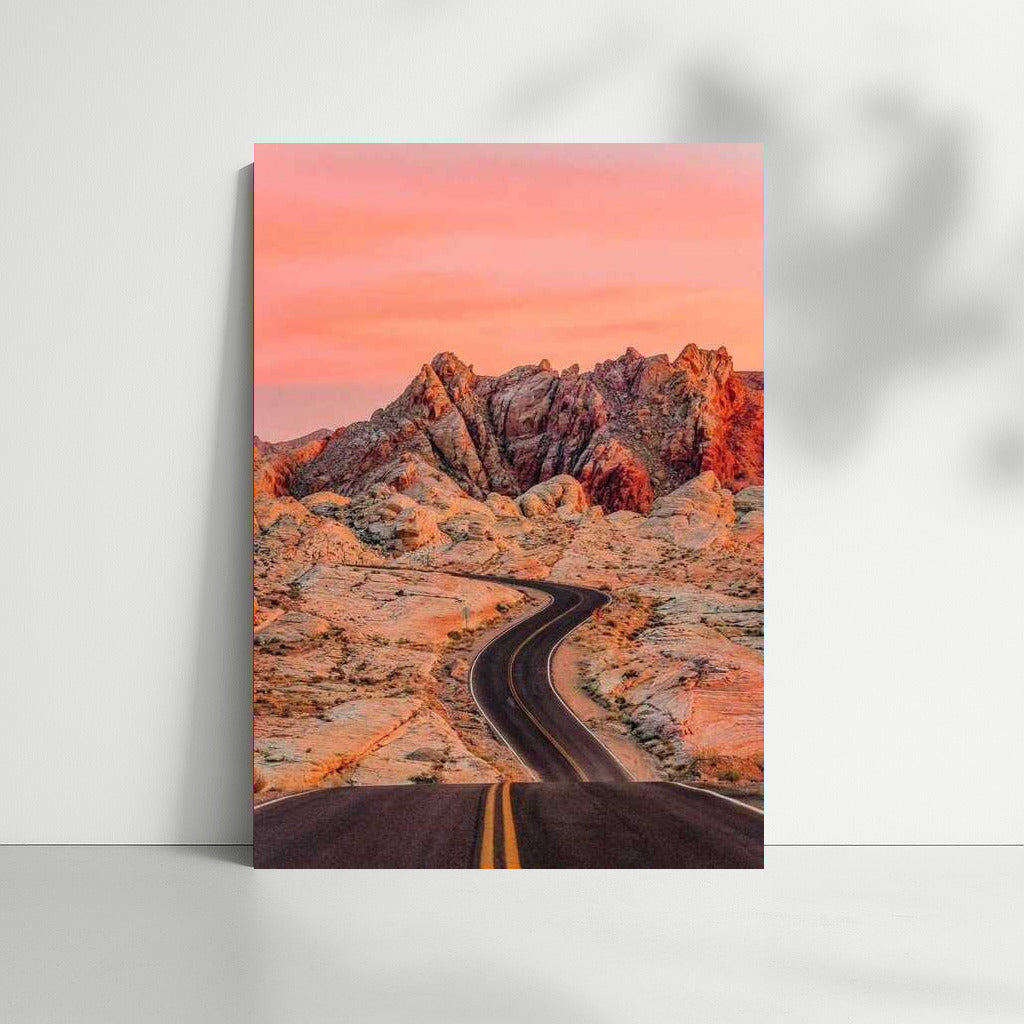 Endless Nevada Roads Under Pink Sunset: Travels Across the USA