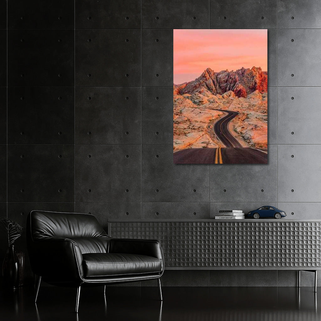 Endless Nevada Roads Under Pink Sunset: Travels Across the USA