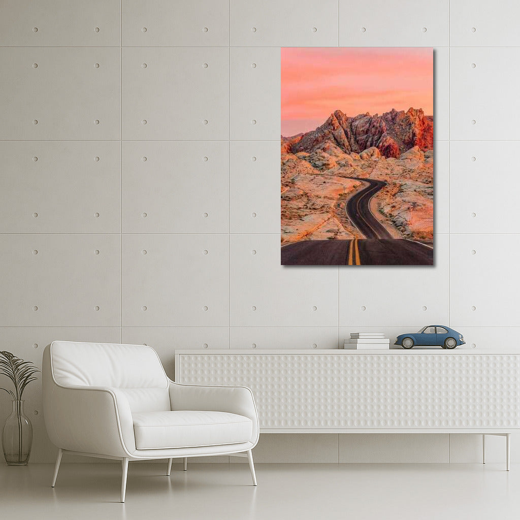 Endless Nevada Roads Under Pink Sunset: Travels Across the USA