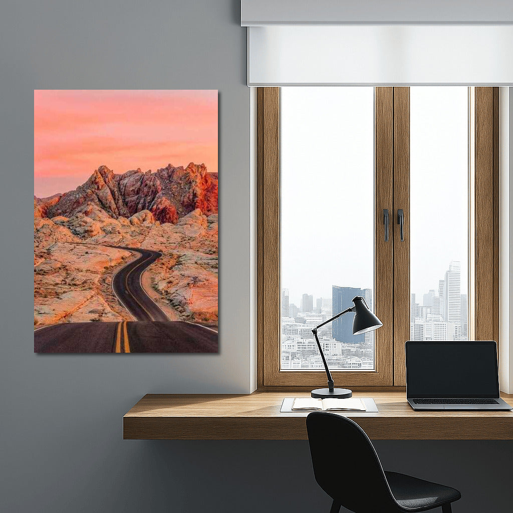 Endless Nevada Roads Under Pink Sunset: Travels Across the USA