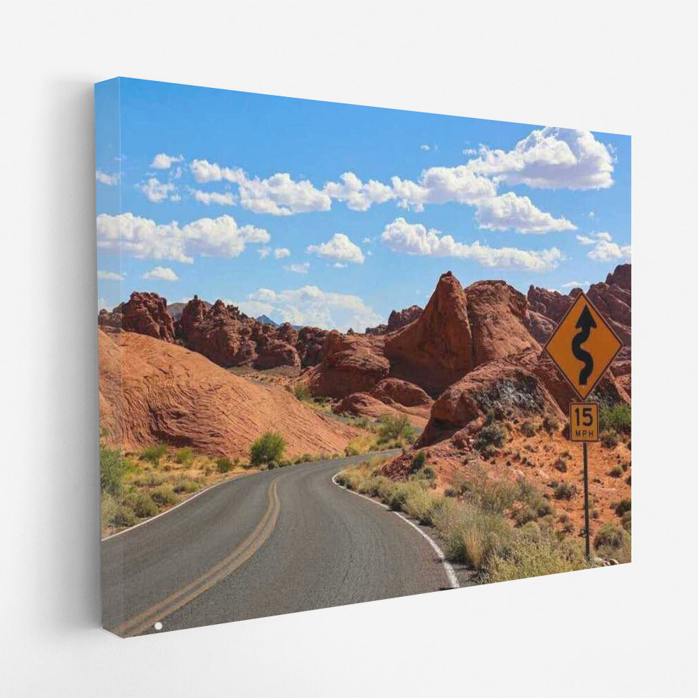 Winding Road Through the Red Rocks of Nevada, USA