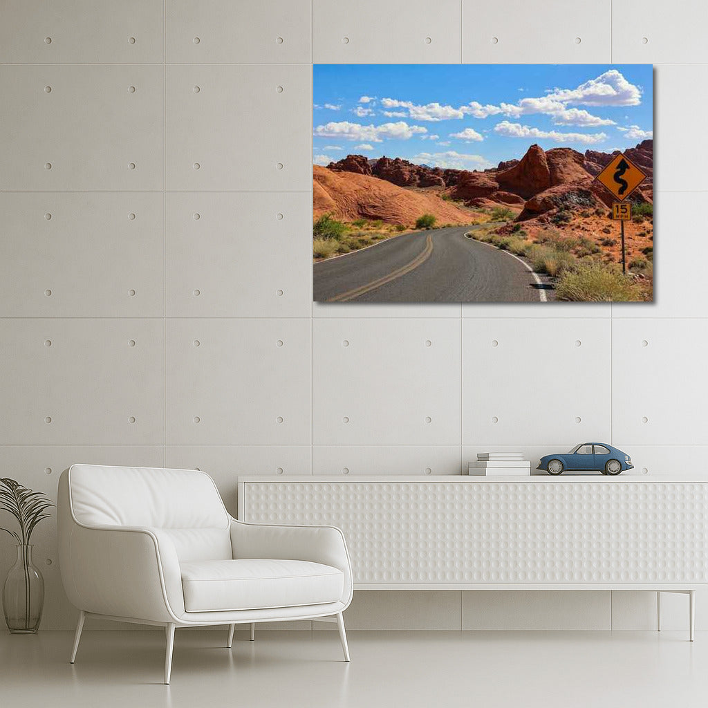 Winding Road Through the Red Rocks of Nevada, USA