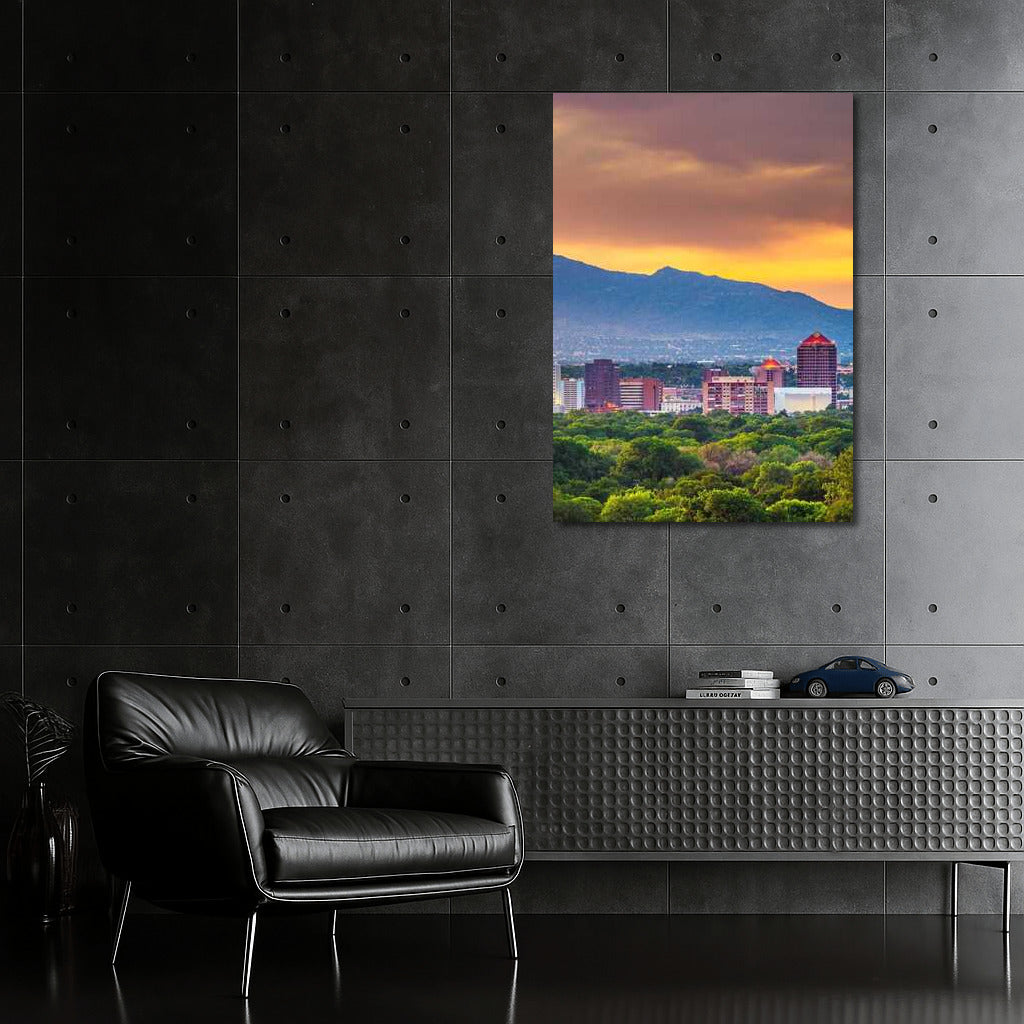Sunset Over New Mexico: City and Mountains in Unity
