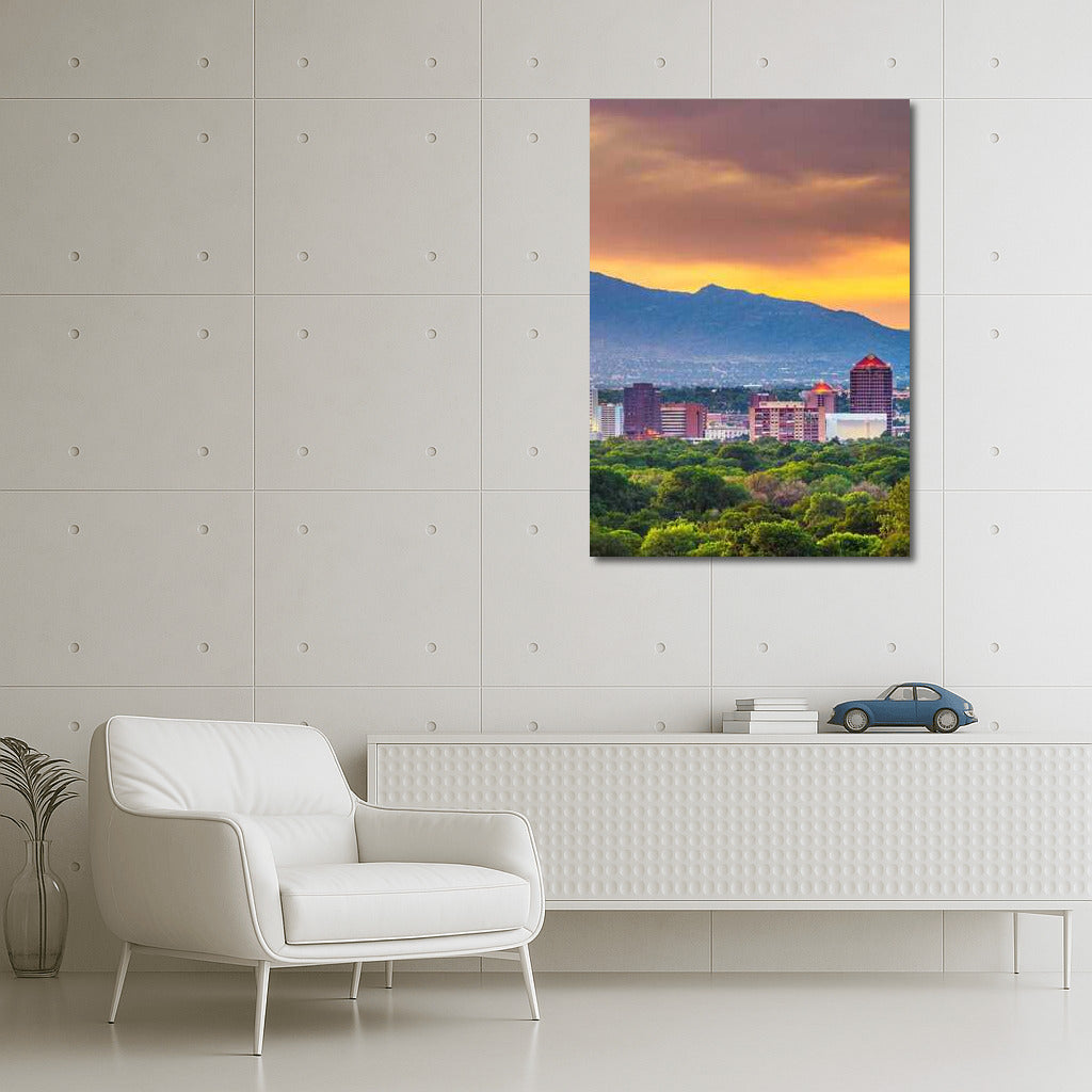 Sunset Over New Mexico: City and Mountains in Unity