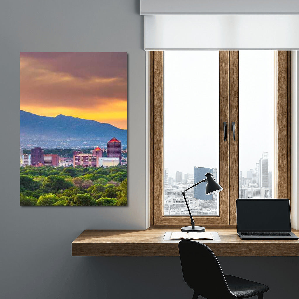 Sunset Over New Mexico: City and Mountains in Unity