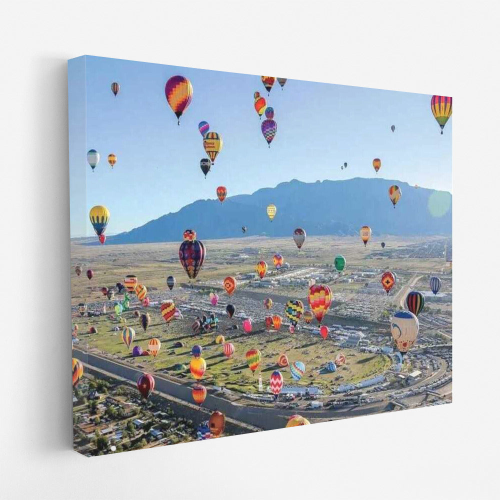 Hot Air Balloons Over New Mexico Landscapes, USA