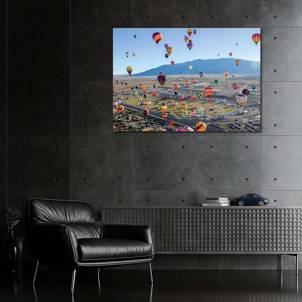 Hot Air Balloons Over New Mexico Landscapes, USA