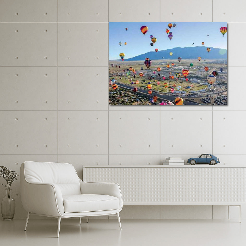 Hot Air Balloons Over New Mexico Landscapes, USA