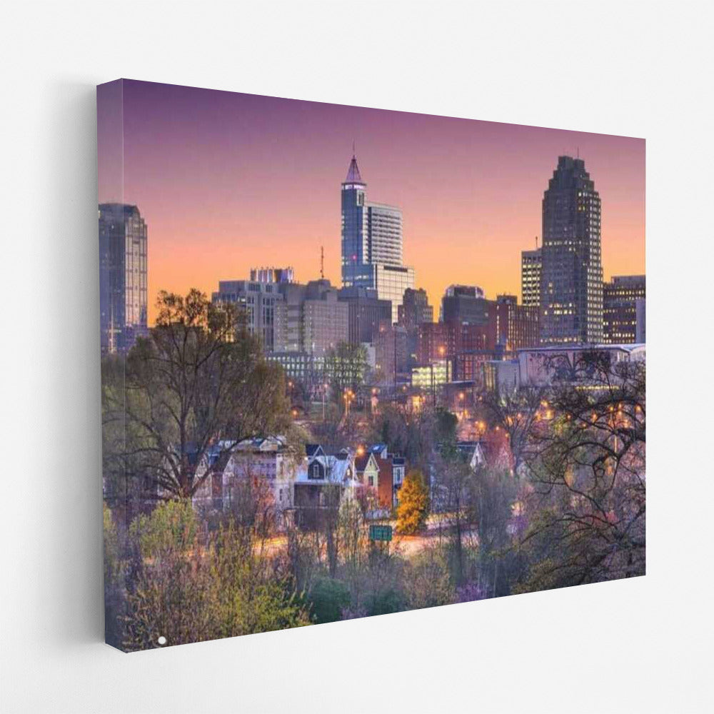 Evening Riley: North Carolina Skyscrapers in Pastel Colors