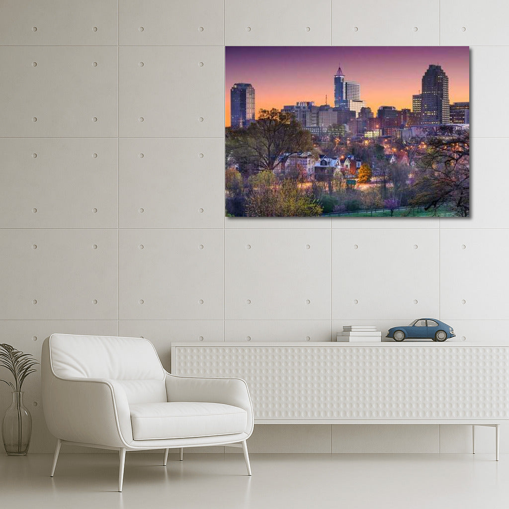 Evening Riley: North Carolina Skyscrapers in Pastel Colors