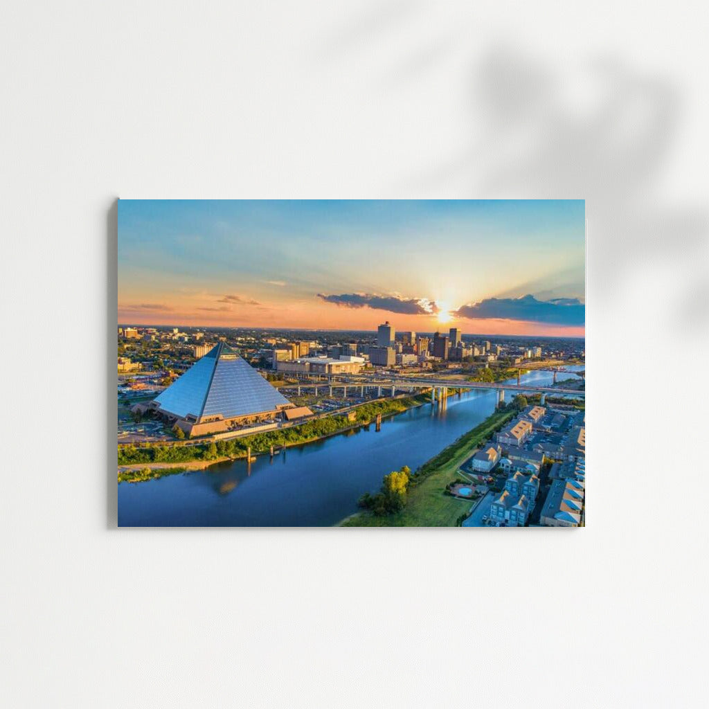 Sunset over Memphis: Pyramids and Tennessee River