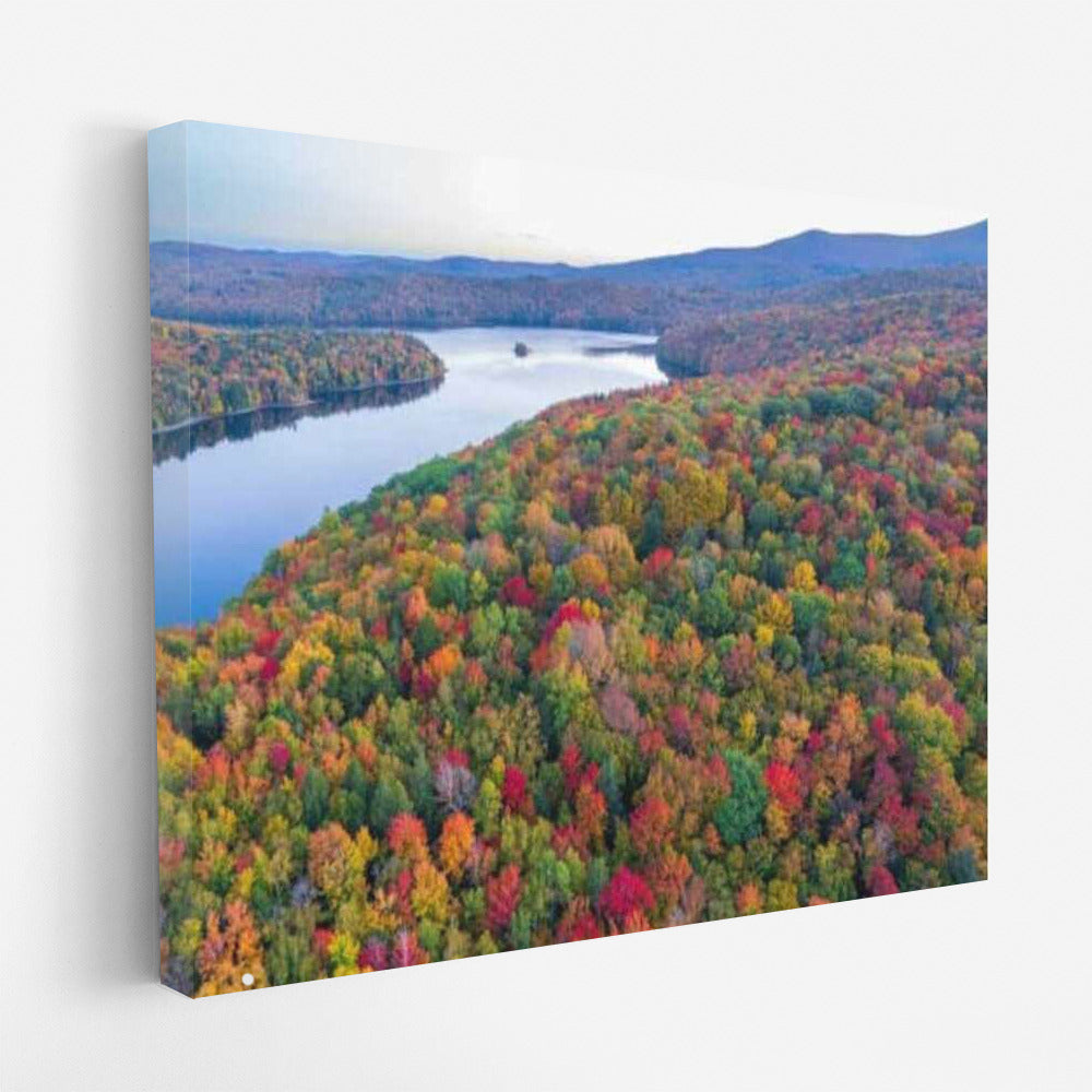 Vermont Autumn Forest: Nature's Reflection in US Waters