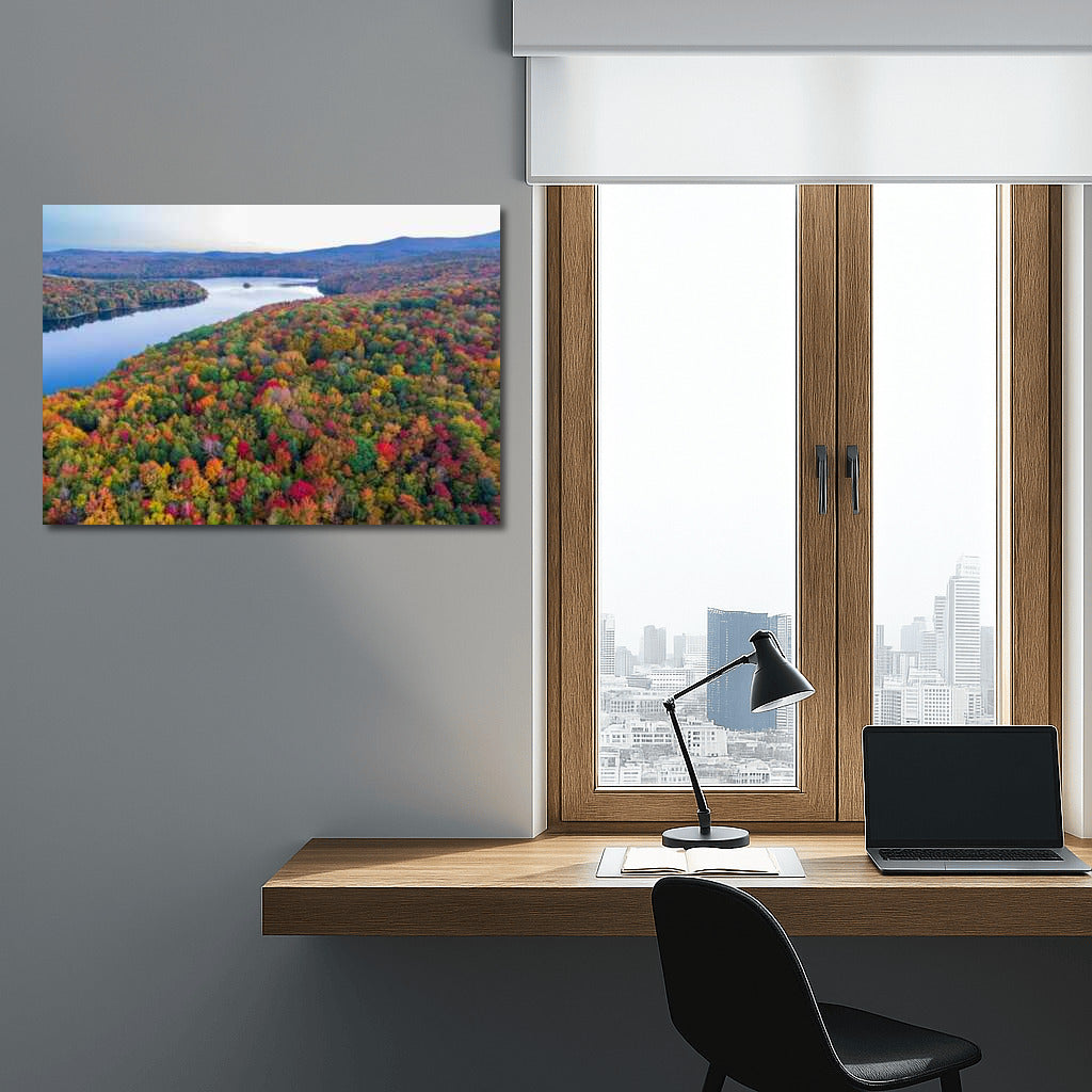 Vermont Autumn Forest: Nature's Reflection in US Waters
