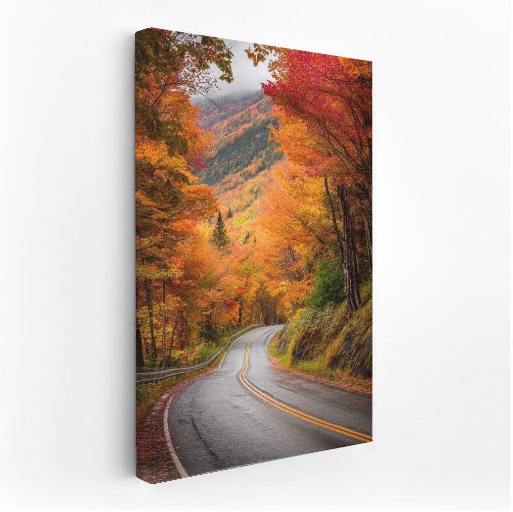 Vermont Autumn Road: Crimson Woods USA