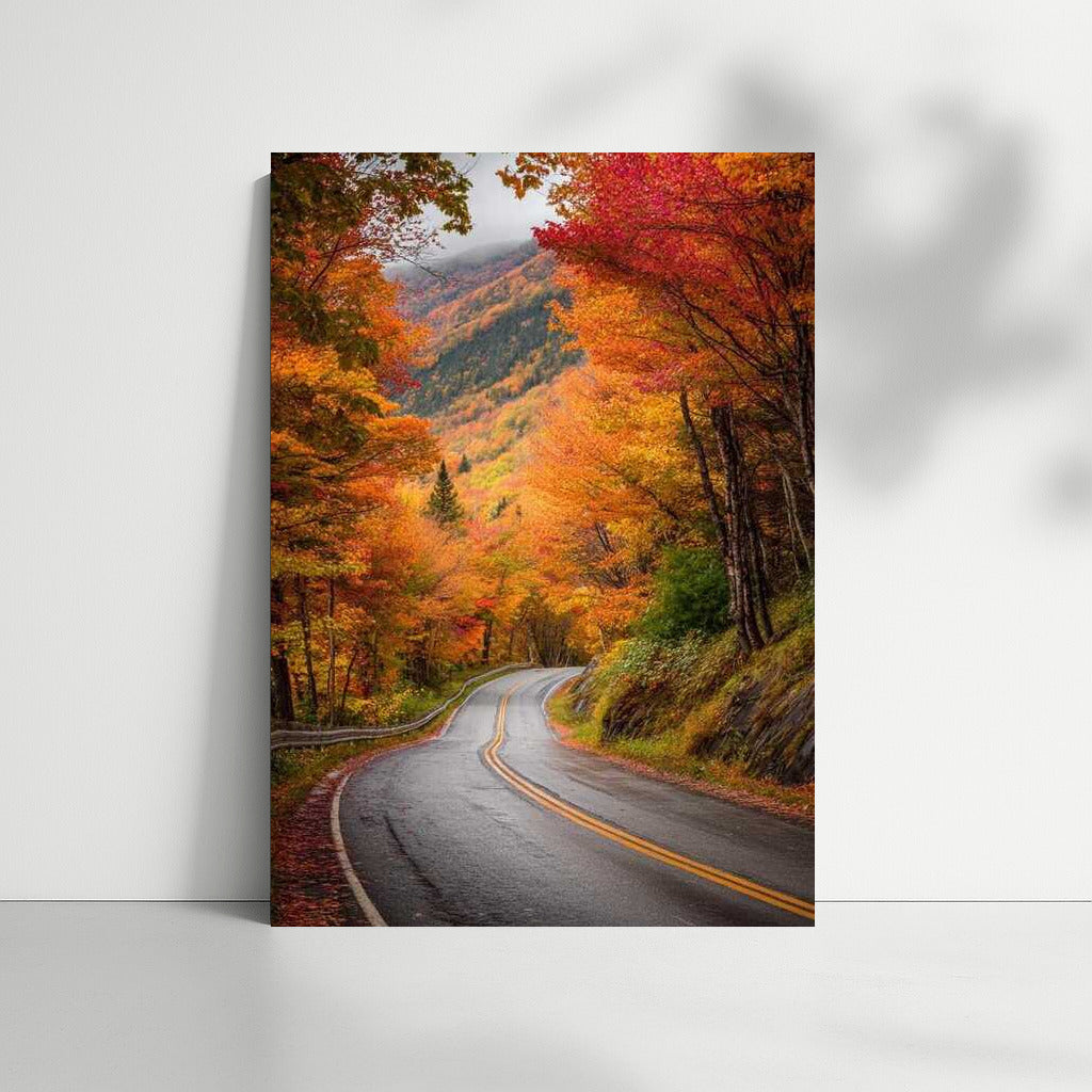 Vermont Autumn Road: Crimson Woods USA