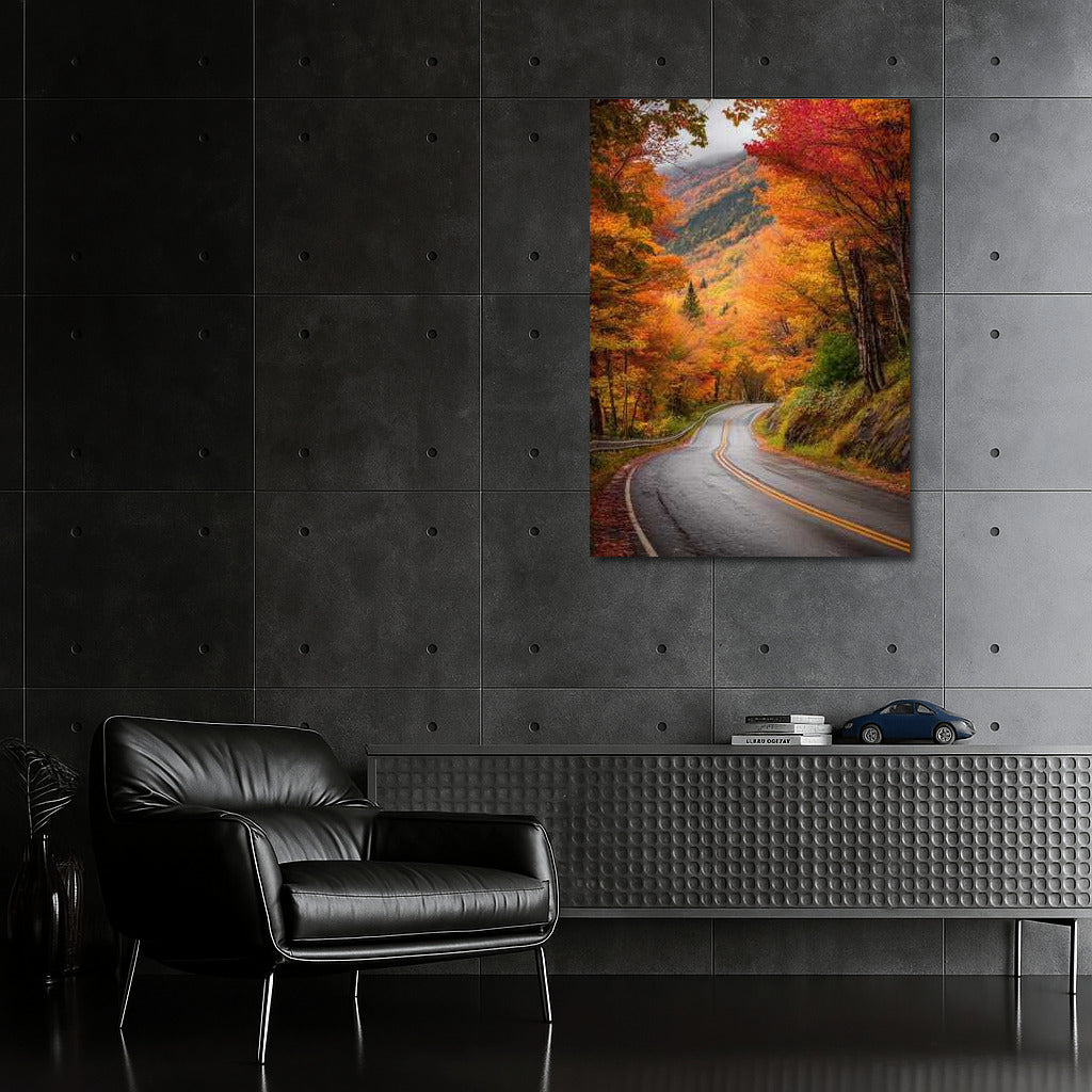 Vermont Autumn Road: Crimson Woods USA