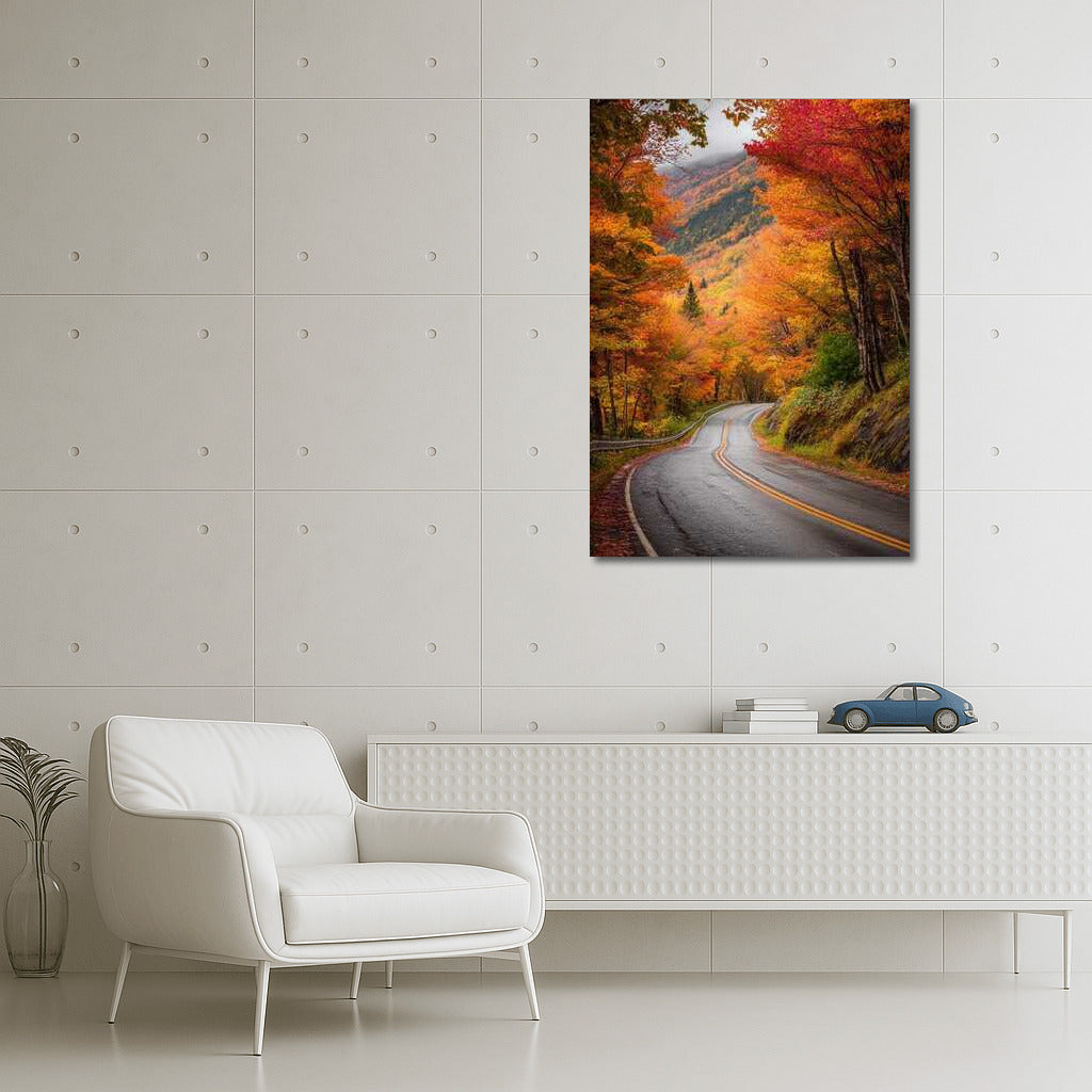 Vermont Autumn Road: Crimson Woods USA