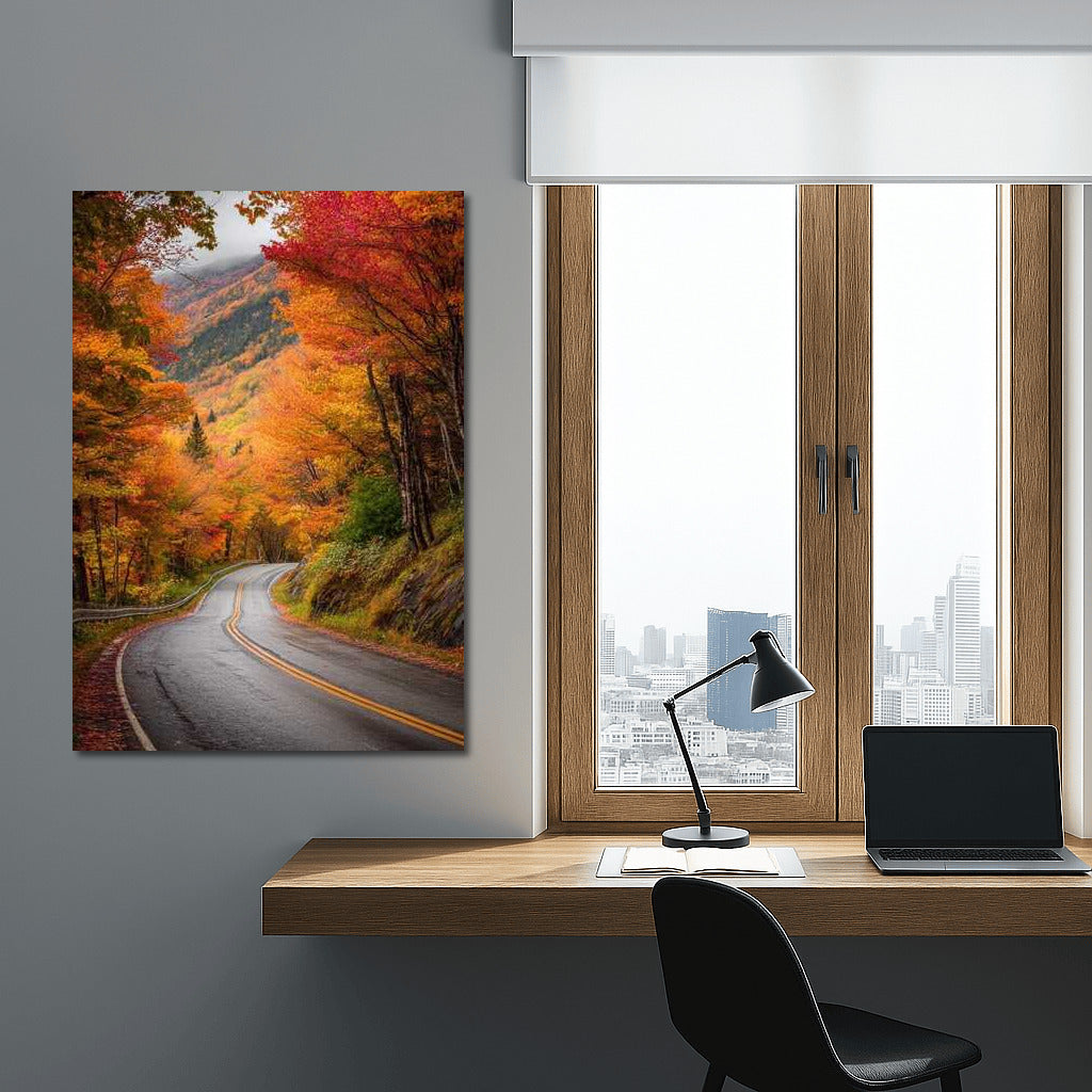 Vermont Autumn Road: Crimson Woods USA