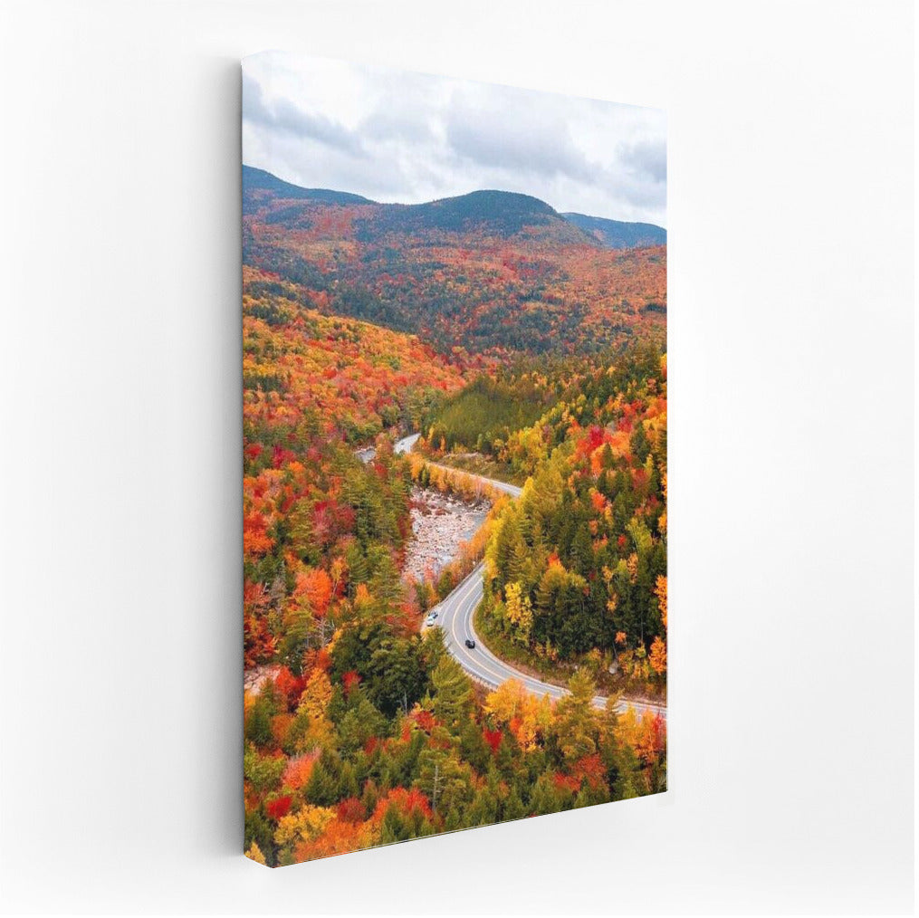 Autumn Hills of Vermont: A Winding Road in the Warmth of Nature