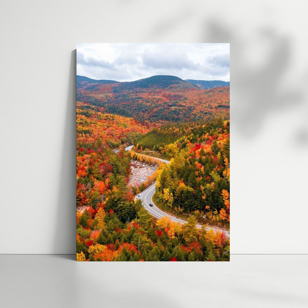 Autumn Hills of Vermont: A Winding Road in the Warmth of Nature