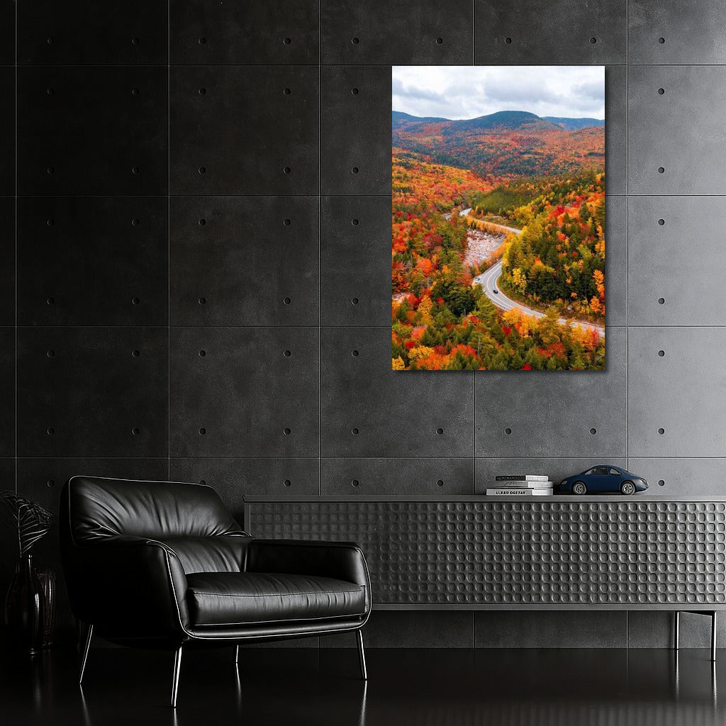 Autumn Hills of Vermont: A Winding Road in the Warmth of Nature