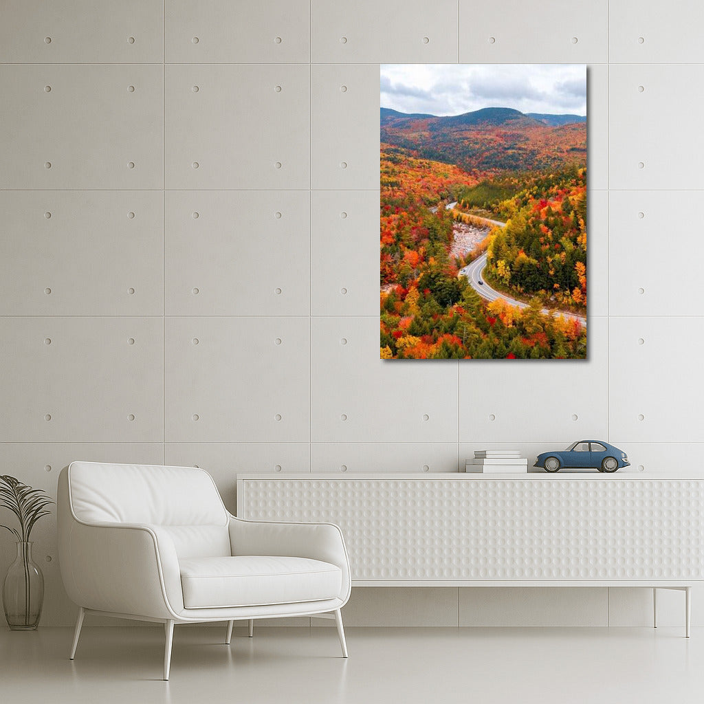 Autumn Hills of Vermont: A Winding Road in the Warmth of Nature