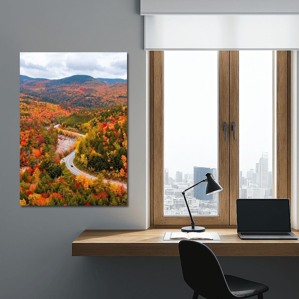 Autumn Hills of Vermont: A Winding Road in the Warmth of Nature