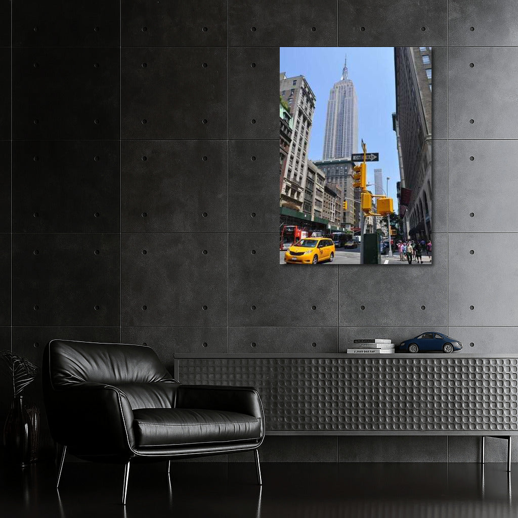 Yellow Taxi and Skyscrapers of New York: Urban Landscape of the USA