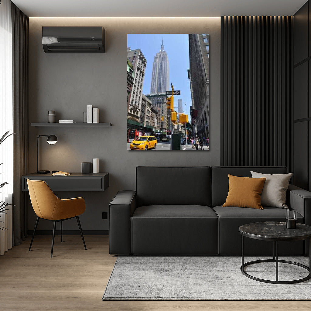 Yellow Taxi and Skyscrapers of New York: Urban Landscape of the USA