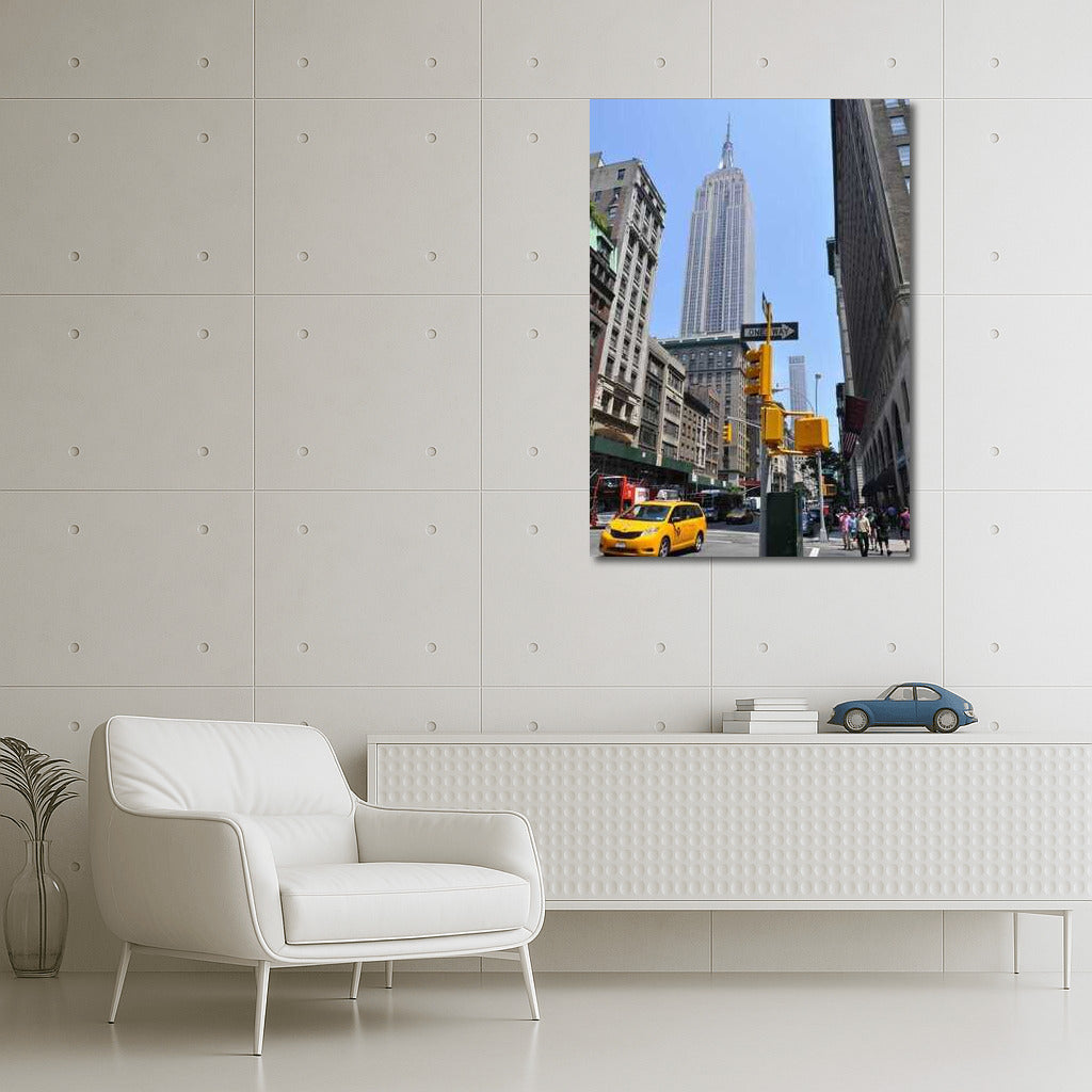 Yellow Taxi and Skyscrapers of New York: Urban Landscape of the USA