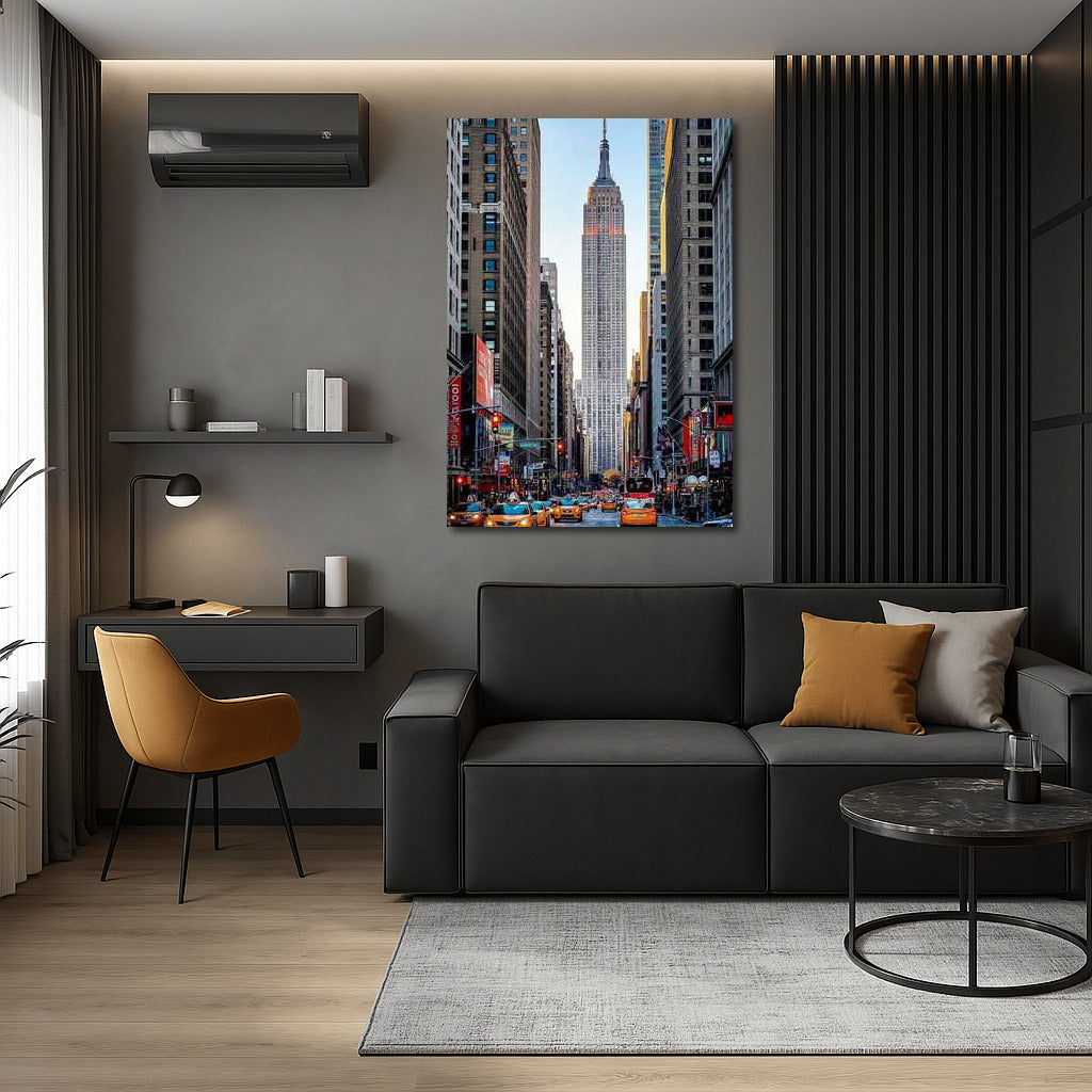 New York Taxi and Empire State Building: Energy of the City, USA