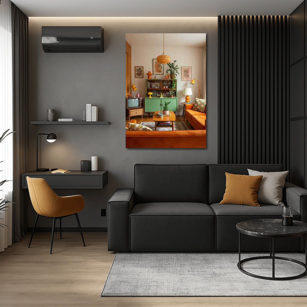 Warmth of Retro Living Room: Cozy Interior