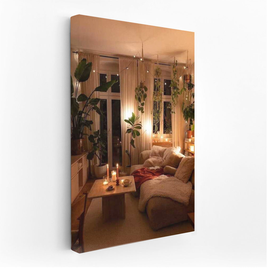 Warmth of Candles and Greenery of Plants for Coziness